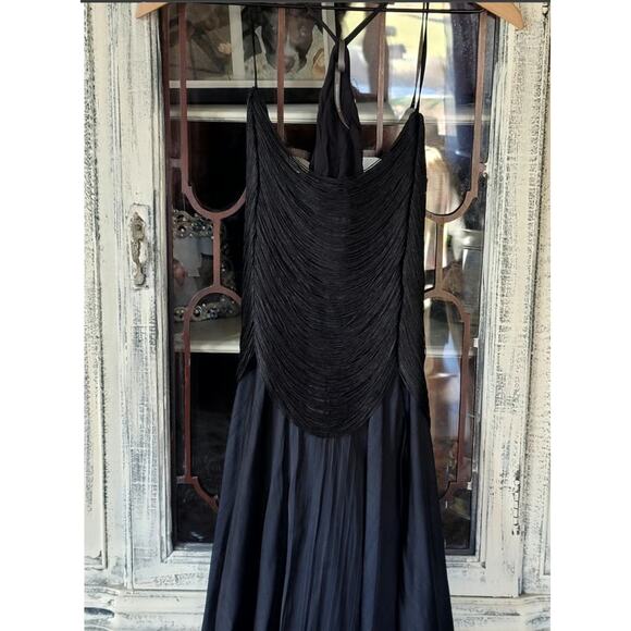 NWT Anthropologie Fringe Bodice Black Midi Dress - Size 2 - Picture 7 of 7